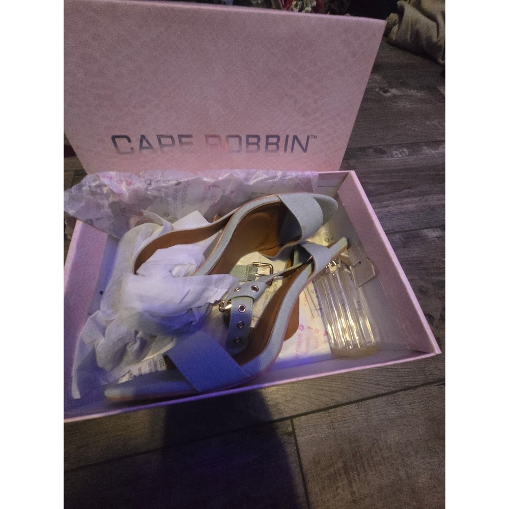 NEW IN BOX Cape Robbin‎ Women's Maria 3 Denim Clear Heels Shoe Sz 11 - Picture 4 of 5